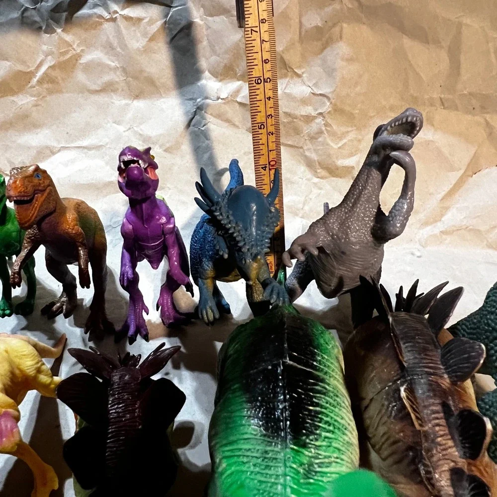12pc Dinosaur Figure Lot Multicolor T-Rex Stegosaurus Toy Set